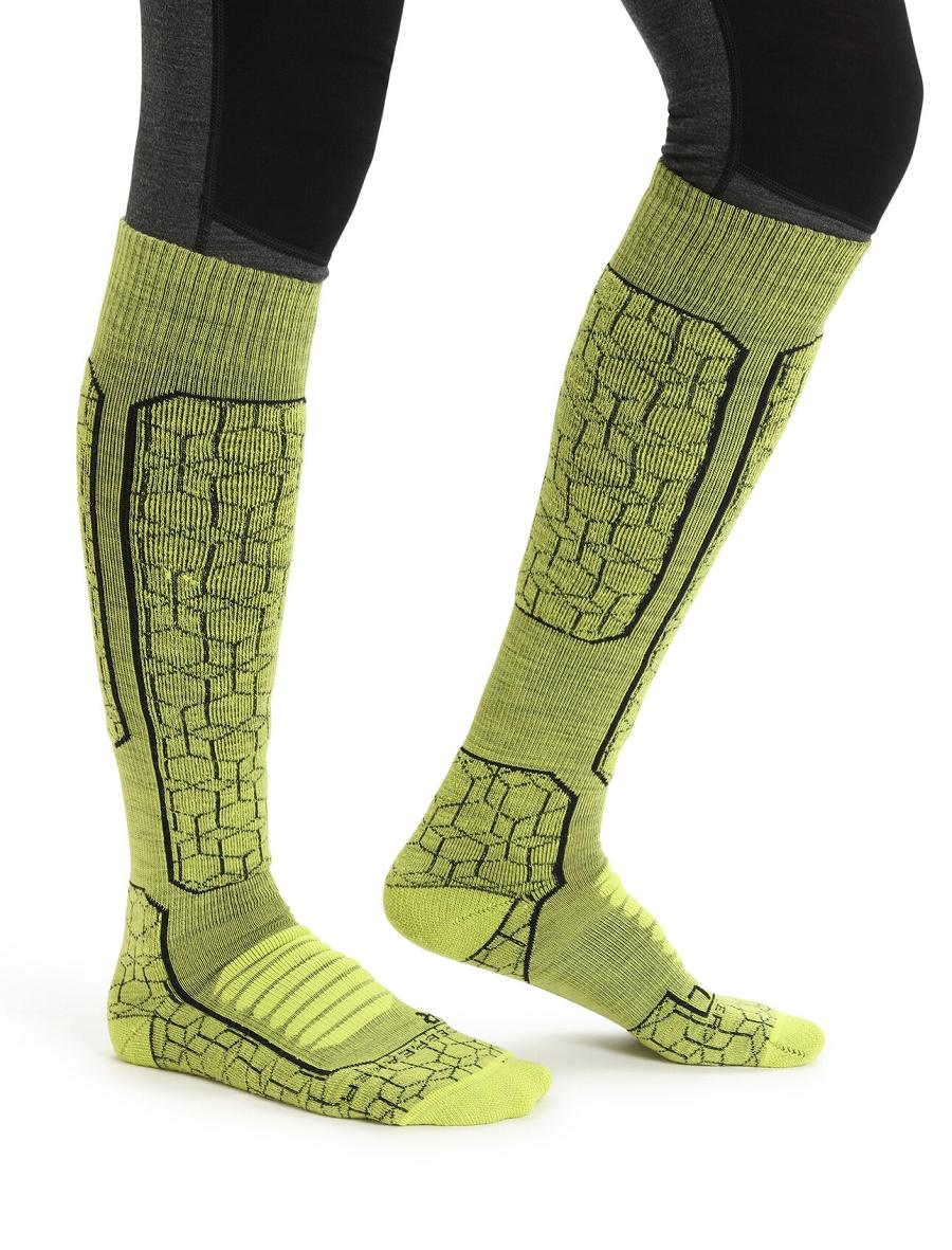 Shine / Black Icebreaker Merino Ski+ Medium Over the Calf Alpine Geo Men's Socks | AU 1004MQZA